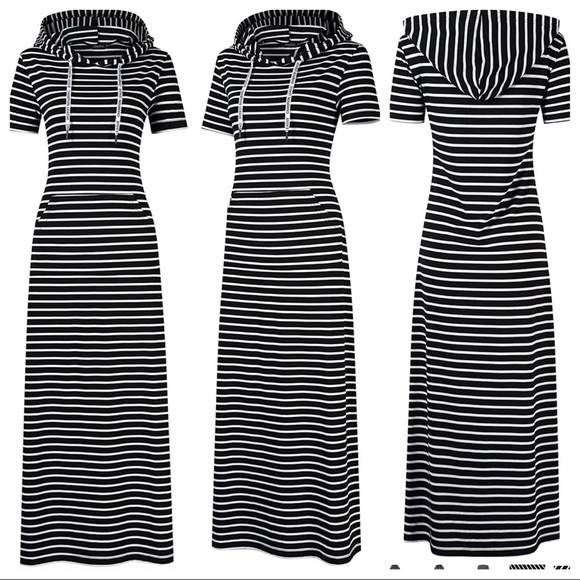 NWT Striped Hooded Maxi Dress - Picture 3 of 5